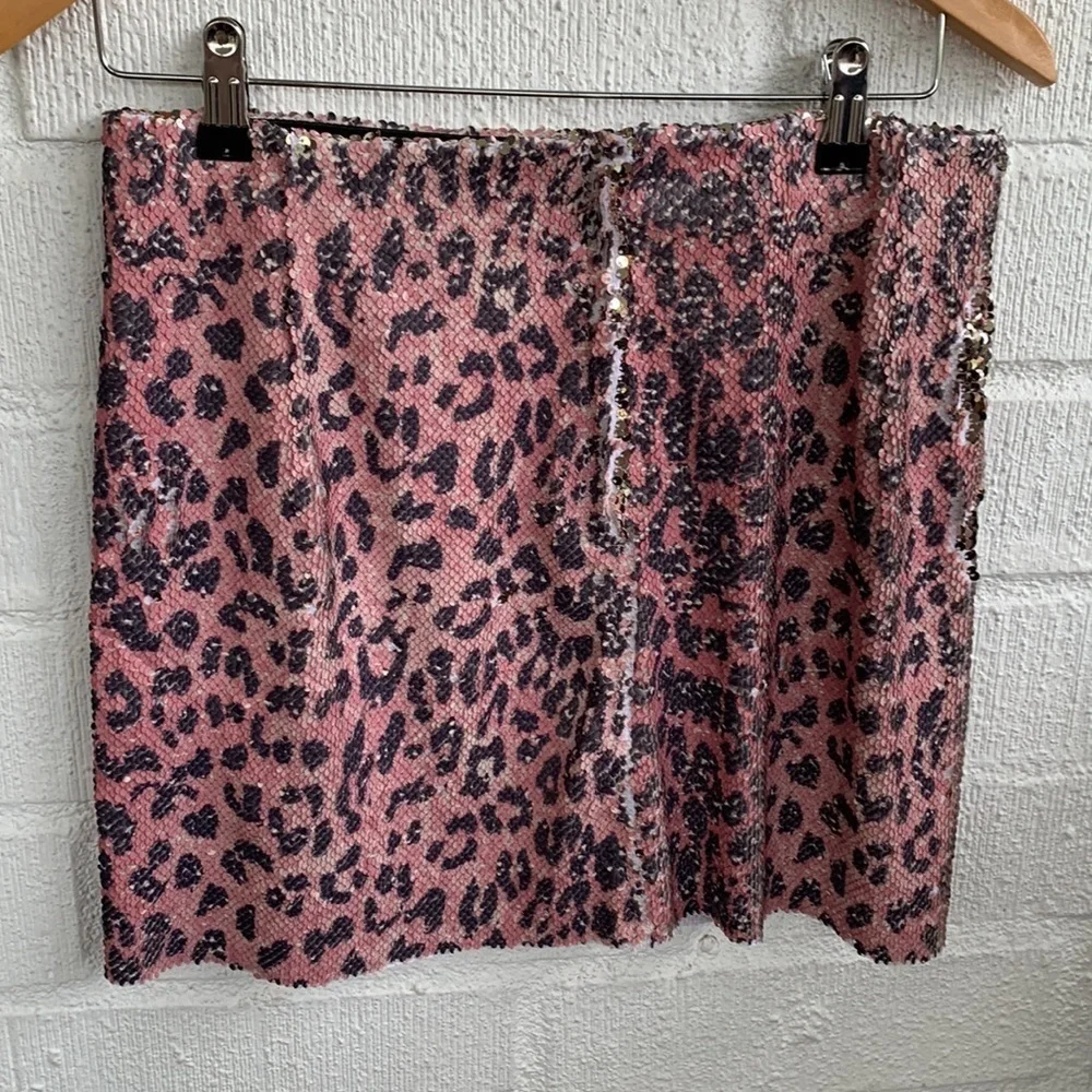 Free People Cheetah Sequins Pink Mini Skirt